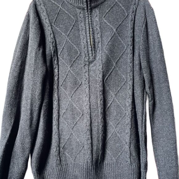 HAGGAR Clothing Men’s Charcoal Gray Knit Sweater w/Diamond Designs (Size: XL) - Picture 7 of 10